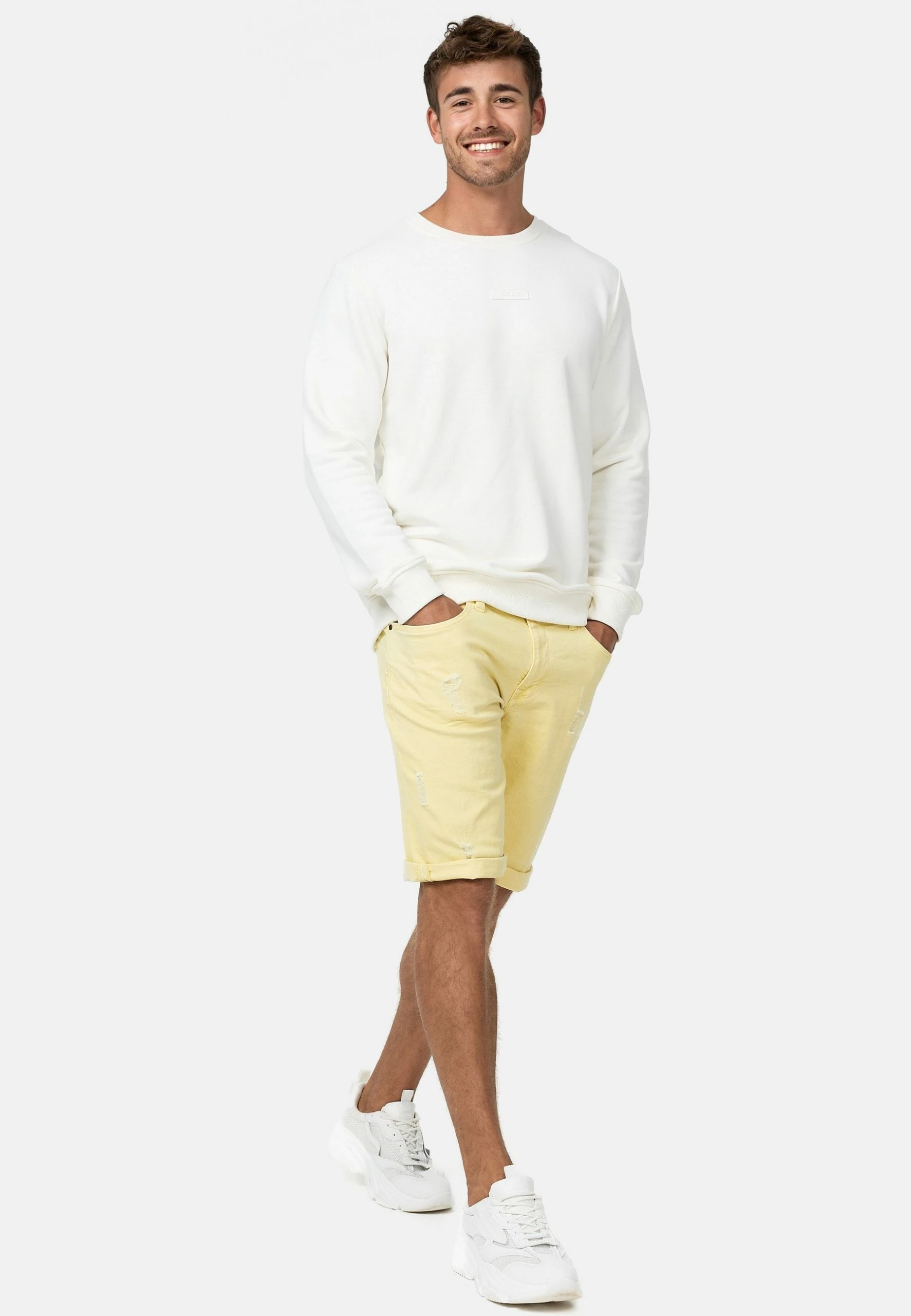 Indicode Jeans Jeansshort - Pale Banana 4 Indicode Jeans Jeansshort - Pale Banana - Afbeelding 2