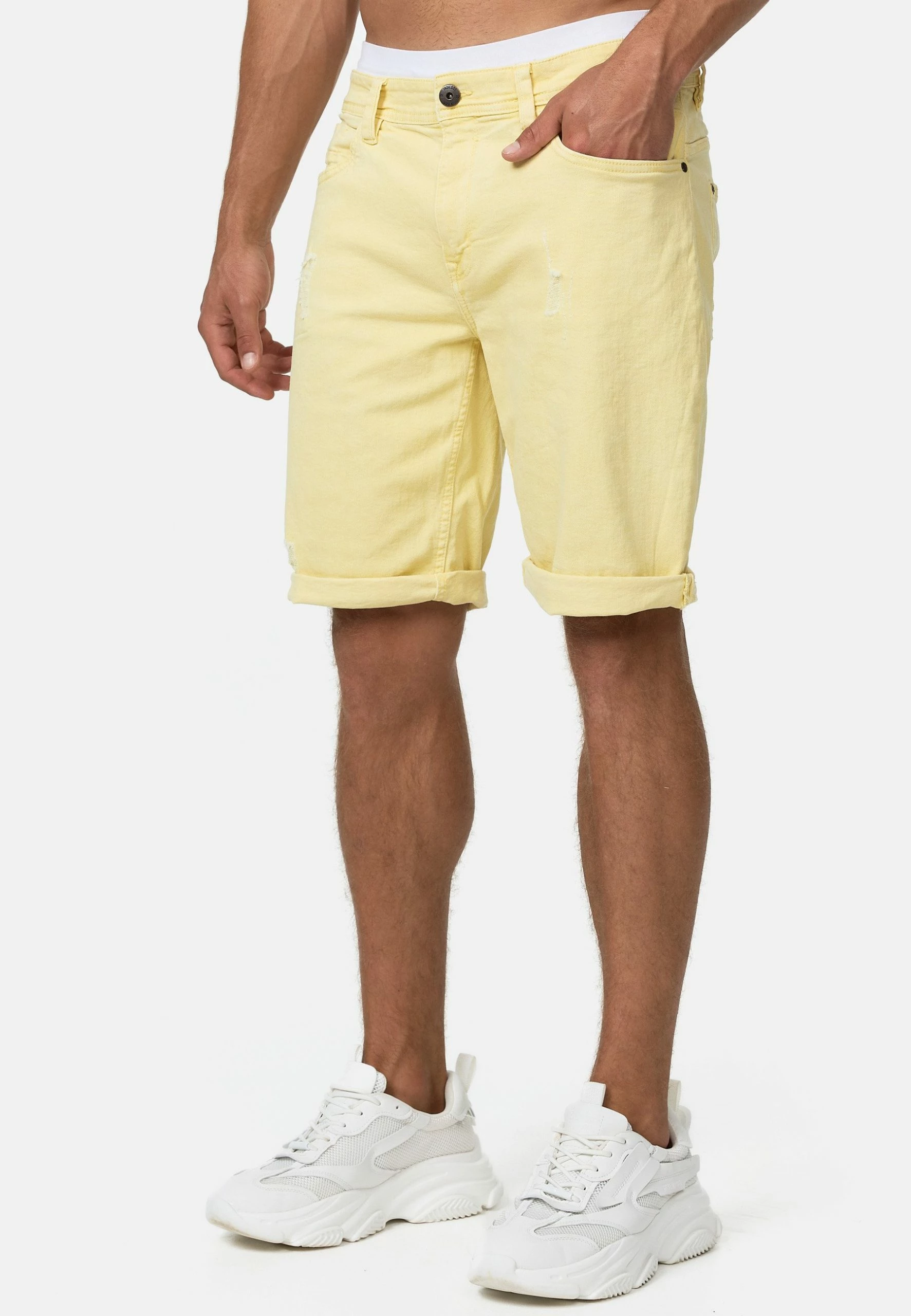Indicode Jeans Jeansshort - Pale Banana 6 Indicode Jeans Jeansshort - Pale Banana - Afbeelding 4