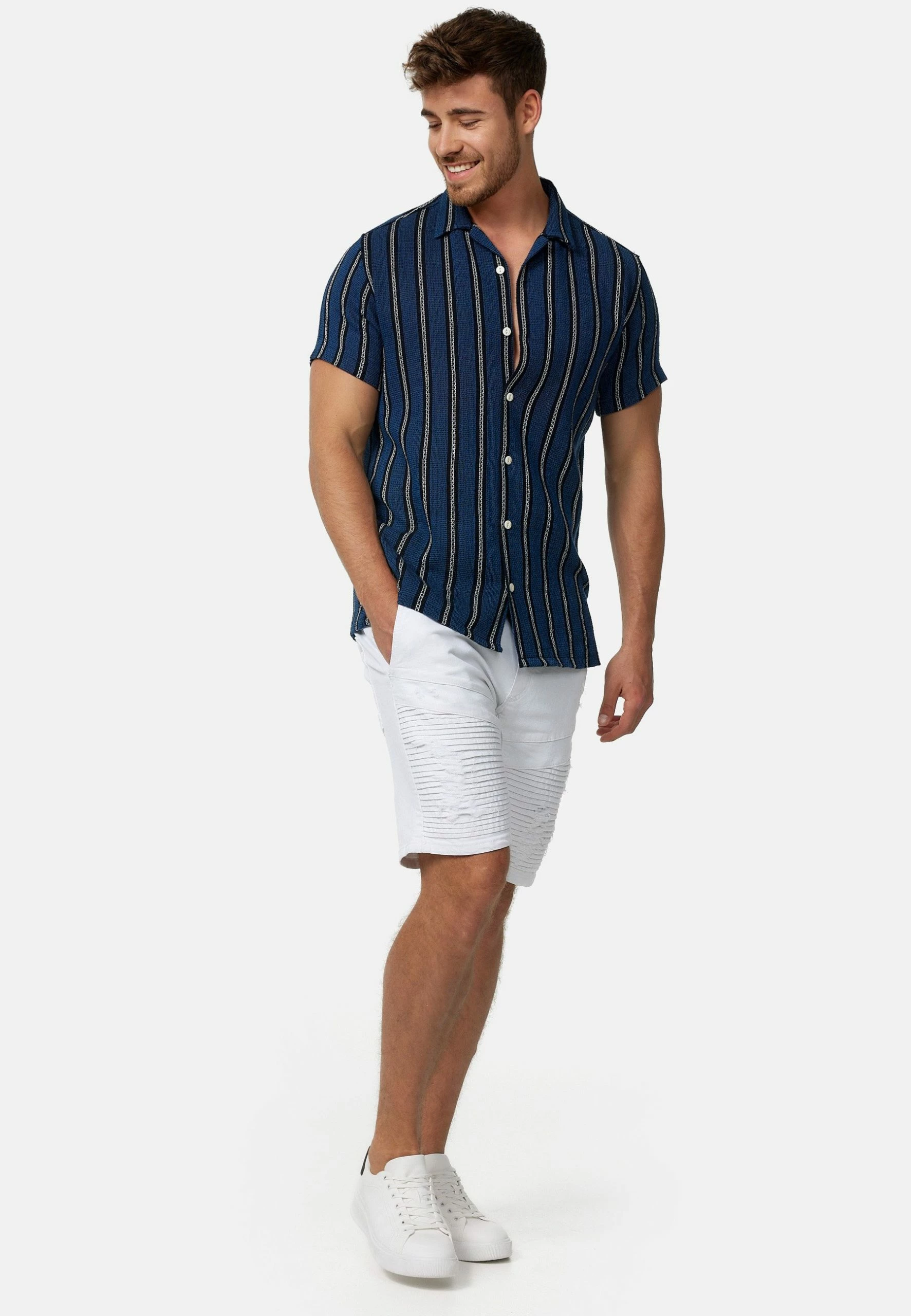 Indicode Jeans Mit Elastisc - Jeansshort - Off White 4 Indicode Jeans Mit Elastisc - Jeansshort - Off White - Afbeelding 2